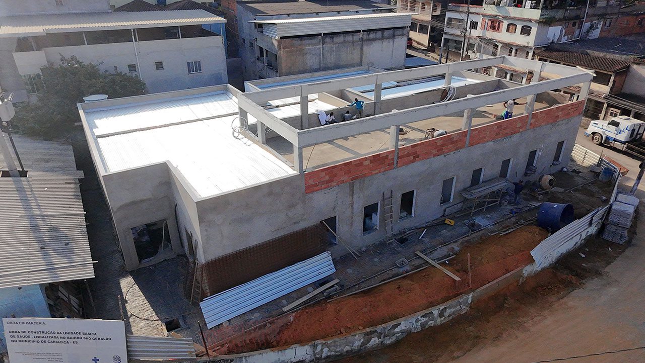 Calçadão Cariacica – Obras da Unidade de Saúde de São Geraldo avança e já tem 70% dos serviços concluídos
