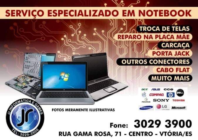 Jr Informática – Vendas e manutenção de computadores e notebooks. WhatsApp Business: 2730293900