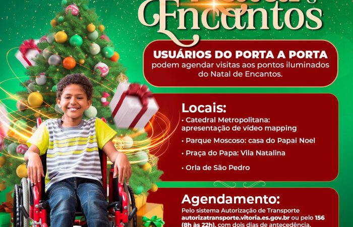 Usuários do Porta a Porta podem agendar visitas a pontos iluminados pelas luzes de Natal em Vitória