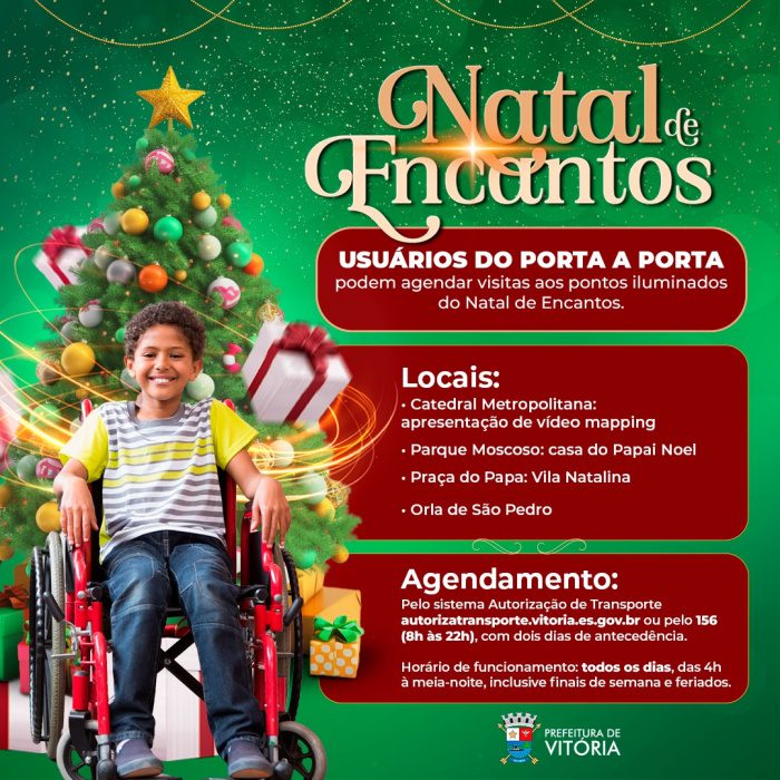 Usuários do Porta a Porta podem agendar visitas a pontos iluminados pelas luzes de Natal em Vitória